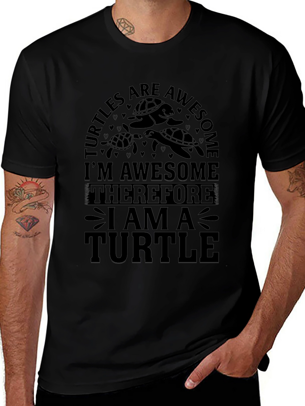 Turtles Are Awesome Graphic Tee - Black