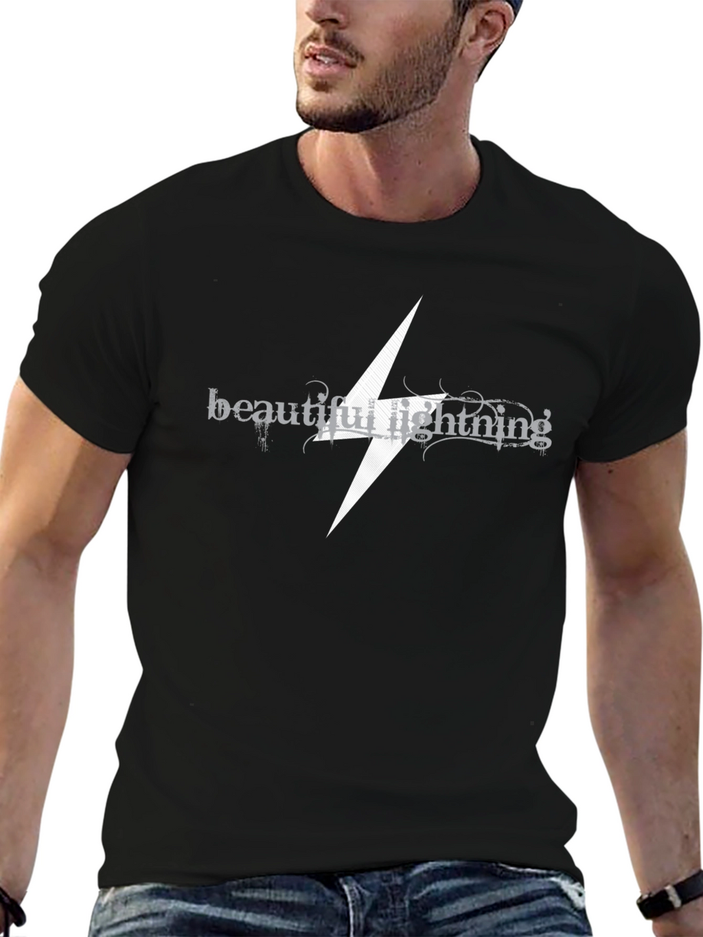Beautiful Lightning Graphic Black T-Shirt