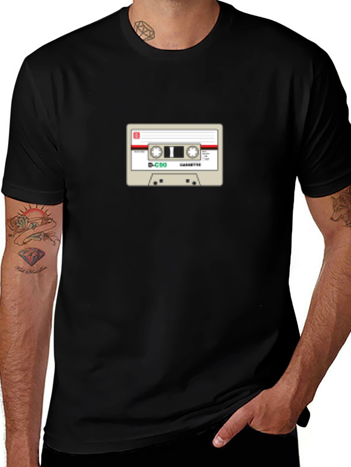 Retro Cassette Tape Graphic T-Shirt - Black Cotton Tee