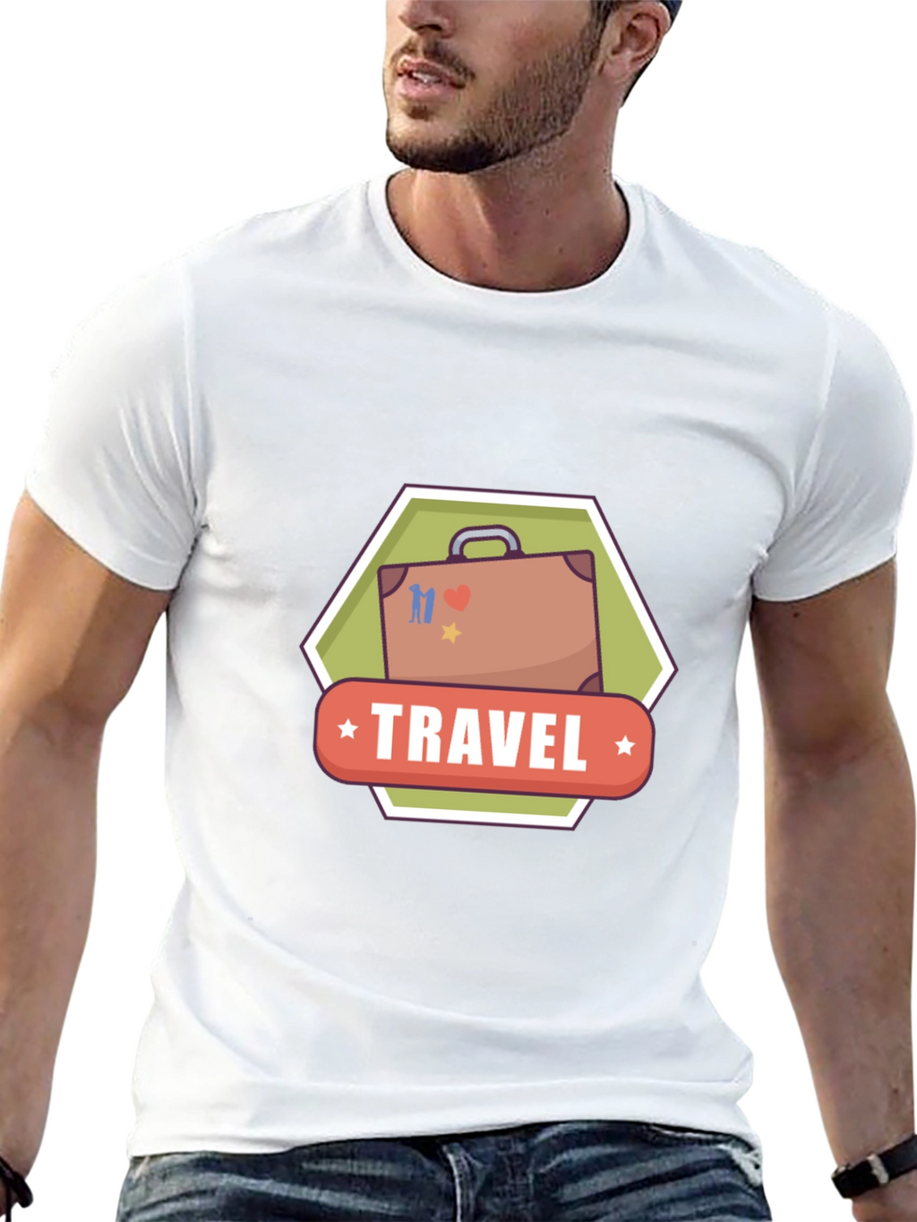 Travel Suitcase Graphic Black T-Shirt