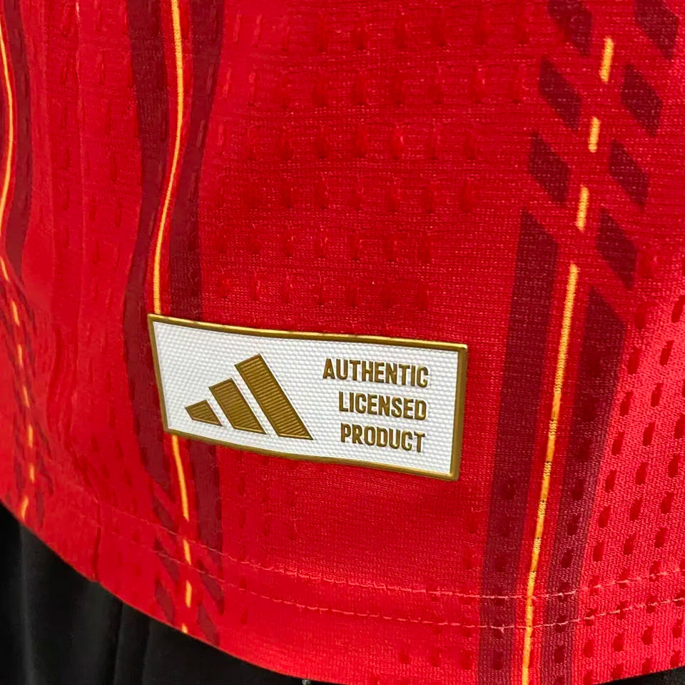 2026/27 Spain Home Red Player Version Long Sleeve Soccer Jersey Detail 4
