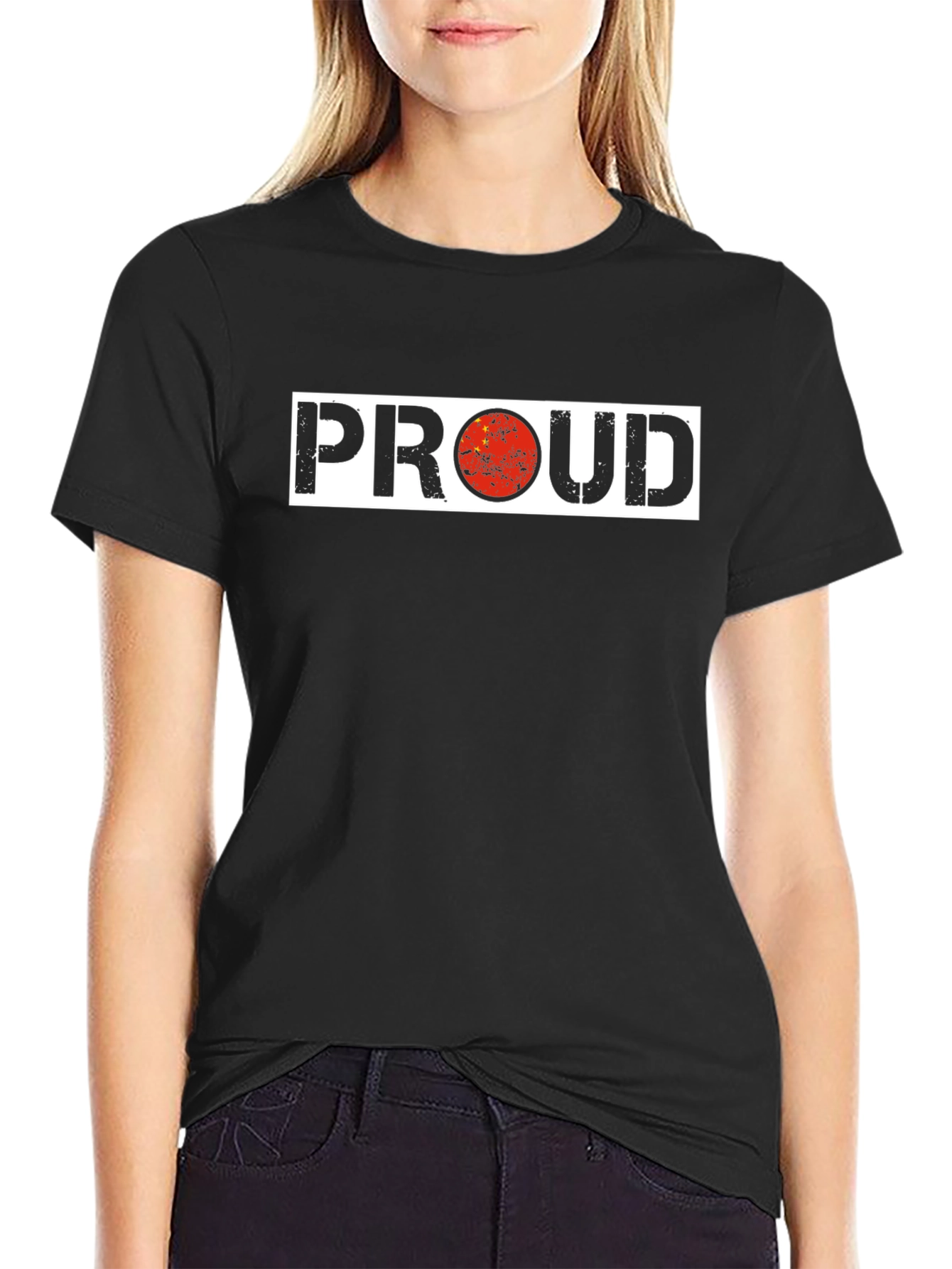 Proud China Flag Graphic Black T-Shirt