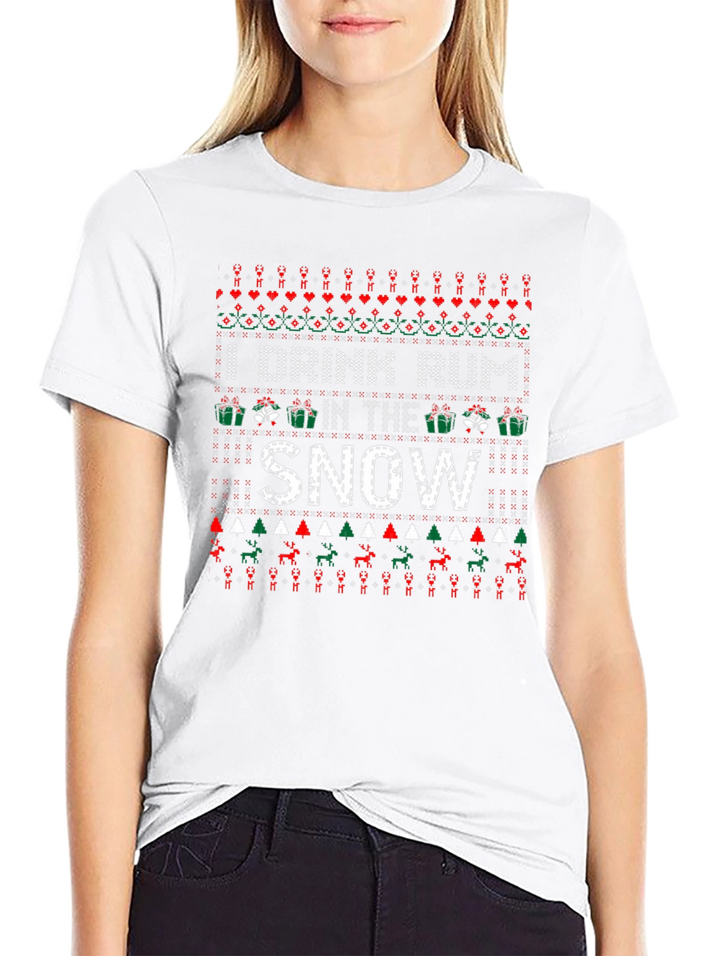 I Drink Rum In The Snow Christmas T-Shirt