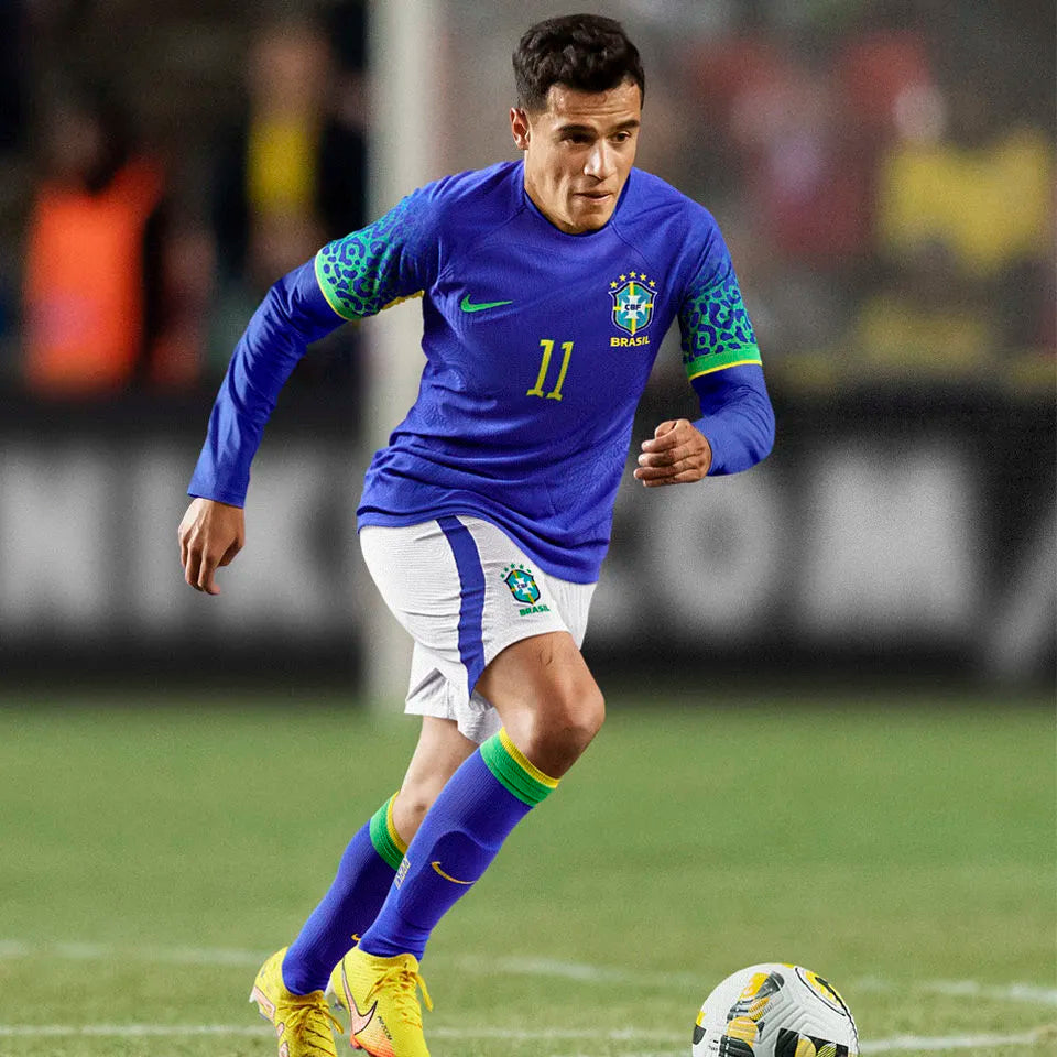 NEYMAR JR #10 Brazil Away Blue Fans Jersey 2022/23 ★★ Detail 1