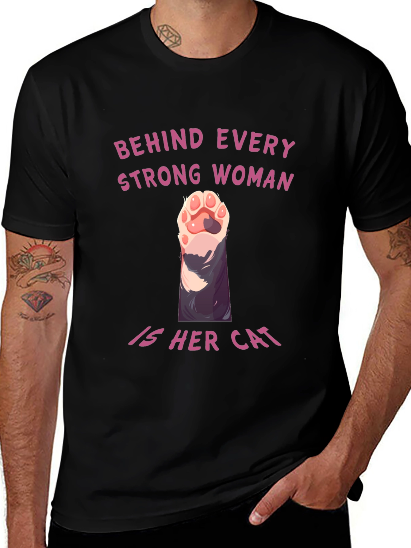 Strong Woman Cat Paw T-Shirt