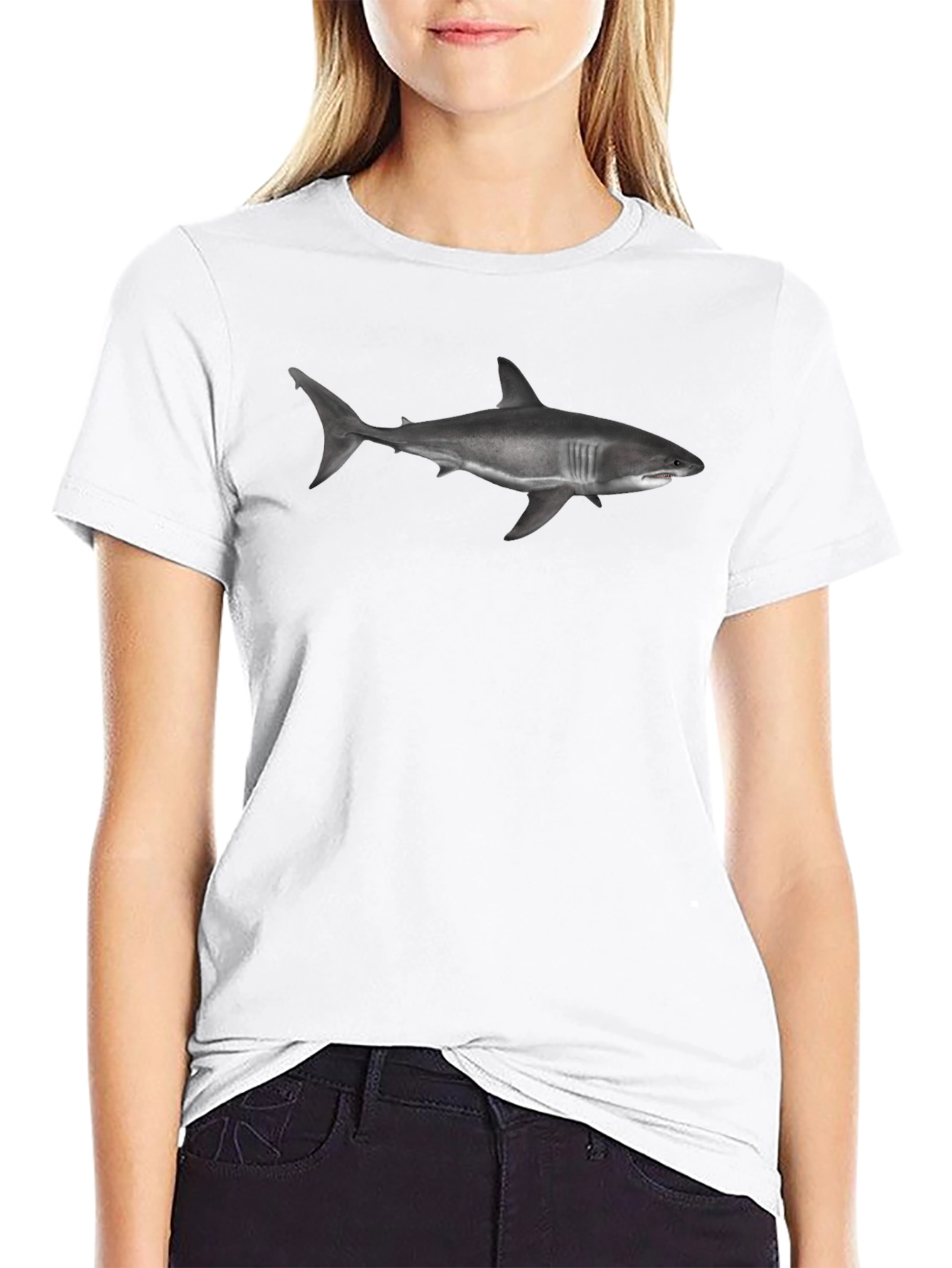 Shark Graphic Tee - Bold Black Cotton T-Shirt