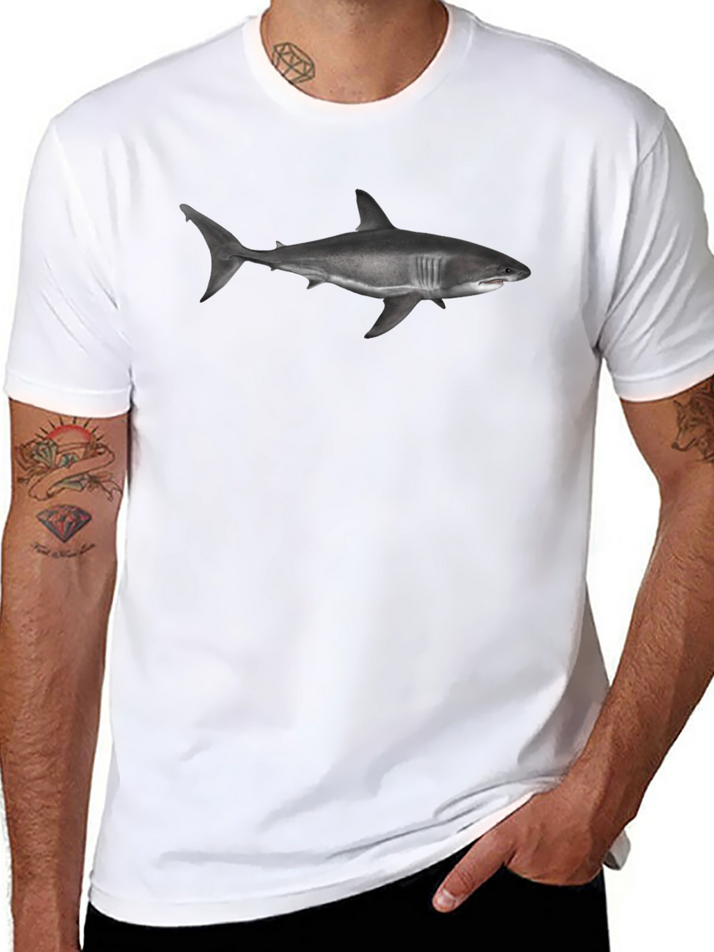 Shark Graphic Tee - Bold Black Cotton T-Shirt