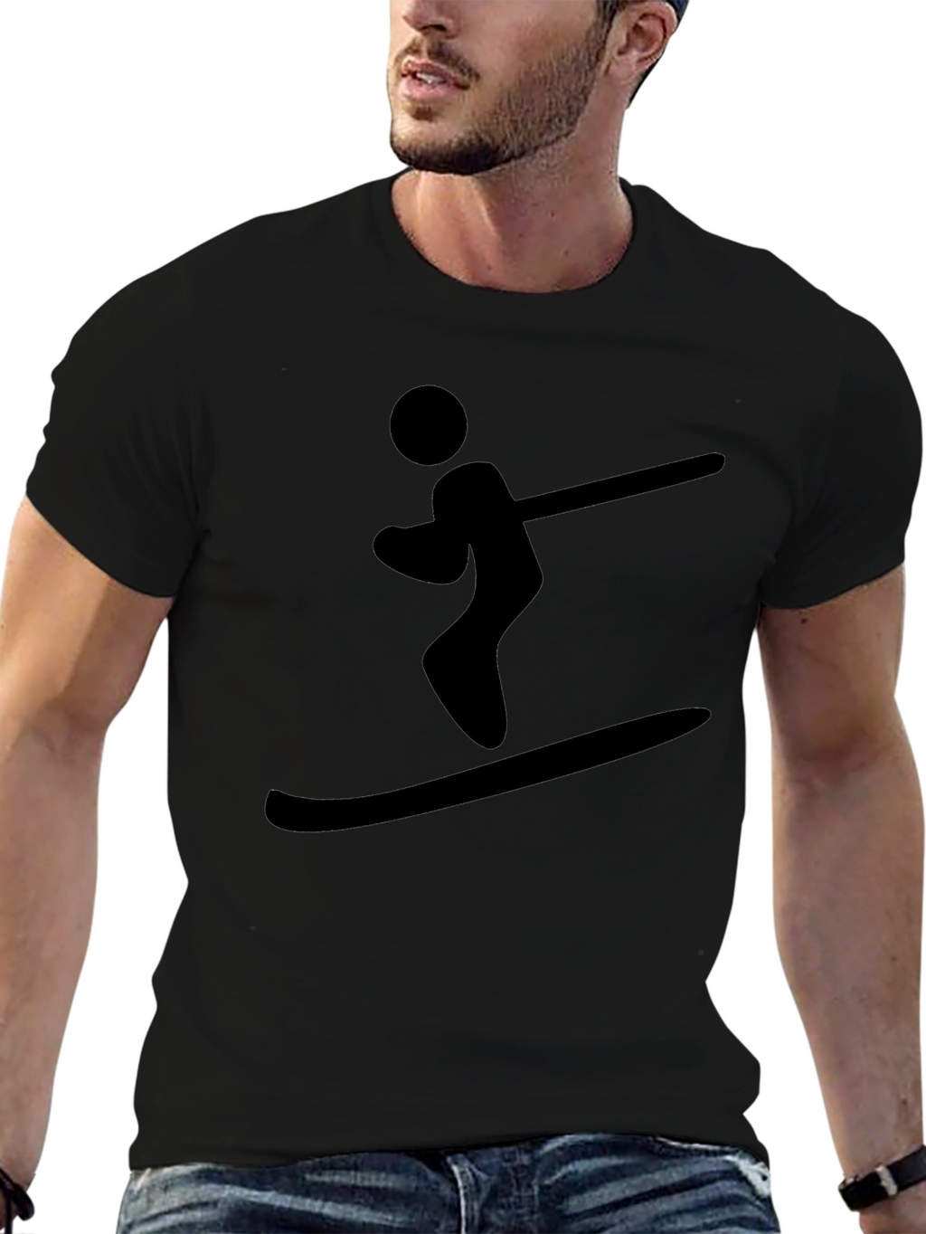 Black Skiing T-Shirt