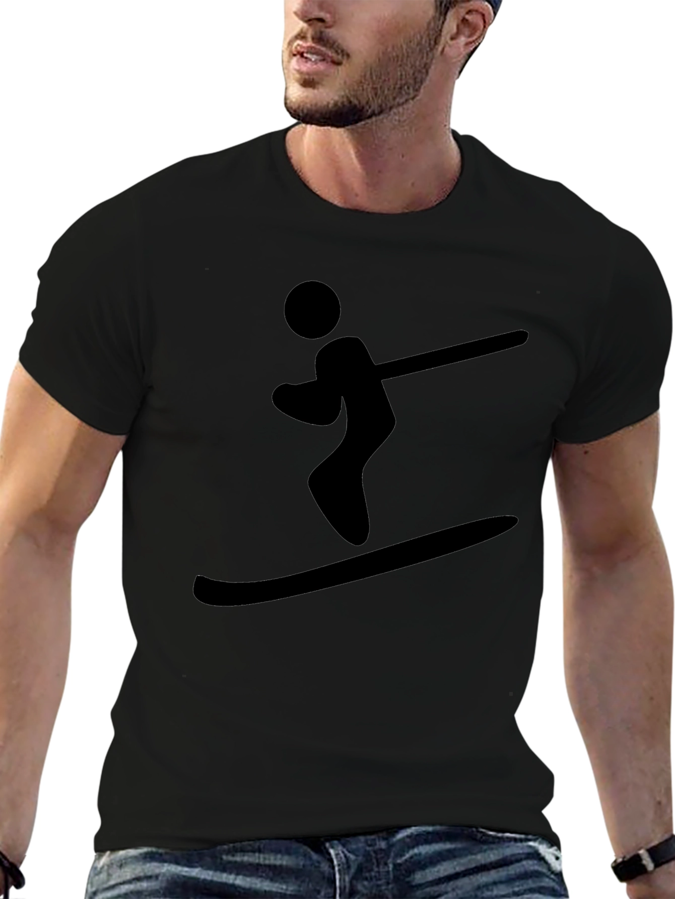 Black Skiing T-Shirt