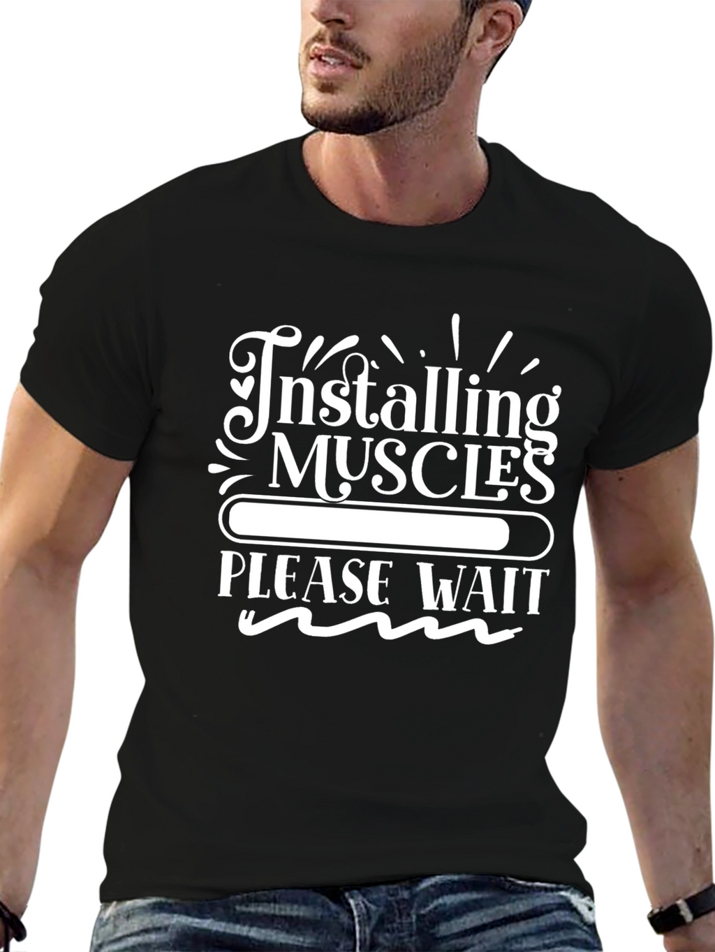 Installing Muscles T-Shirt - Funny Workout Tee
