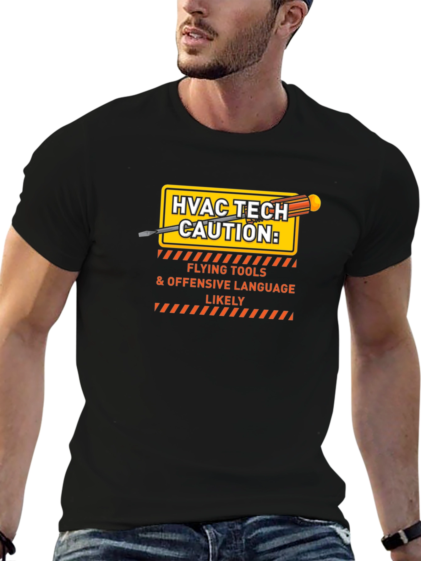HVAC Tech Caution T-Shirt - Flying Tools