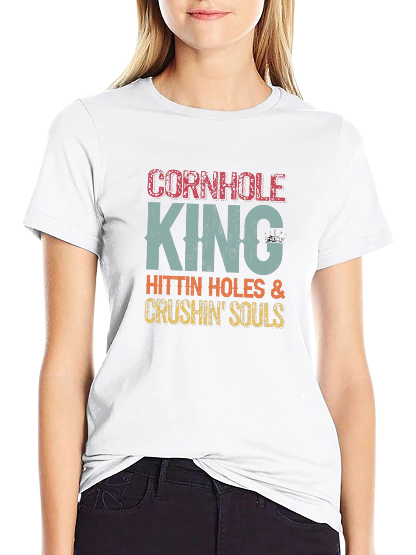 Cornhole King Graphic T-Shirt - Hitting Holes & Crushing Souls