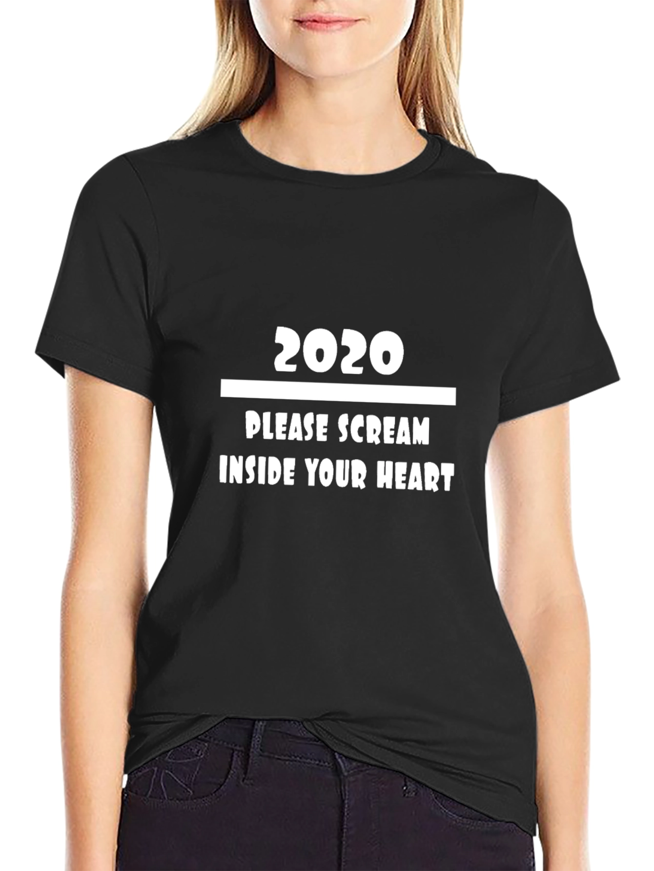 2020 Please Scream Inside Your Heart Black Tee