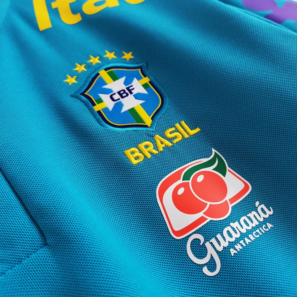 2021/22 Brazil Light Blue Soccer Jersey 圆领 Detail 1