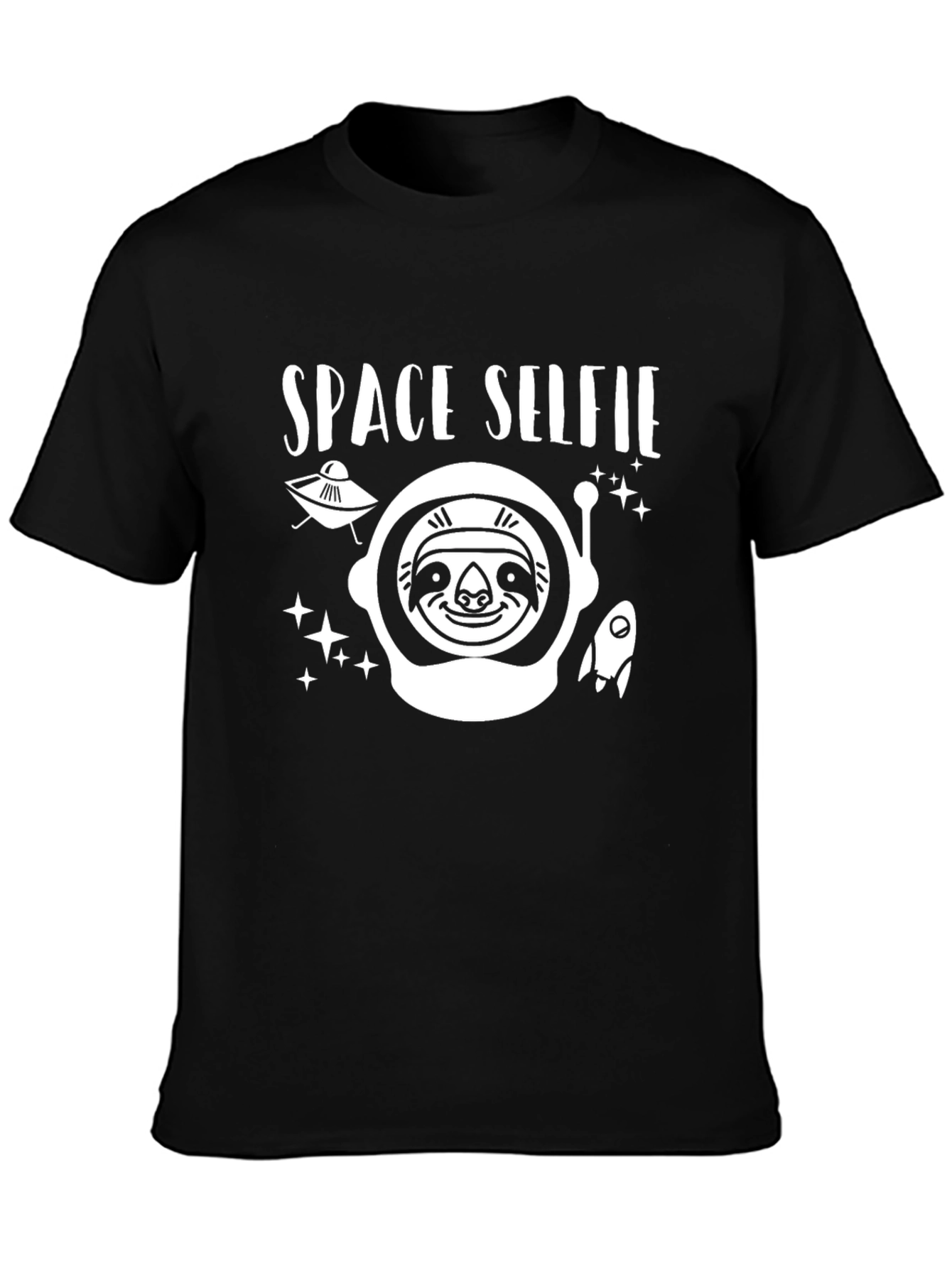 Space Selfie Sloth Graphic T-Shirt