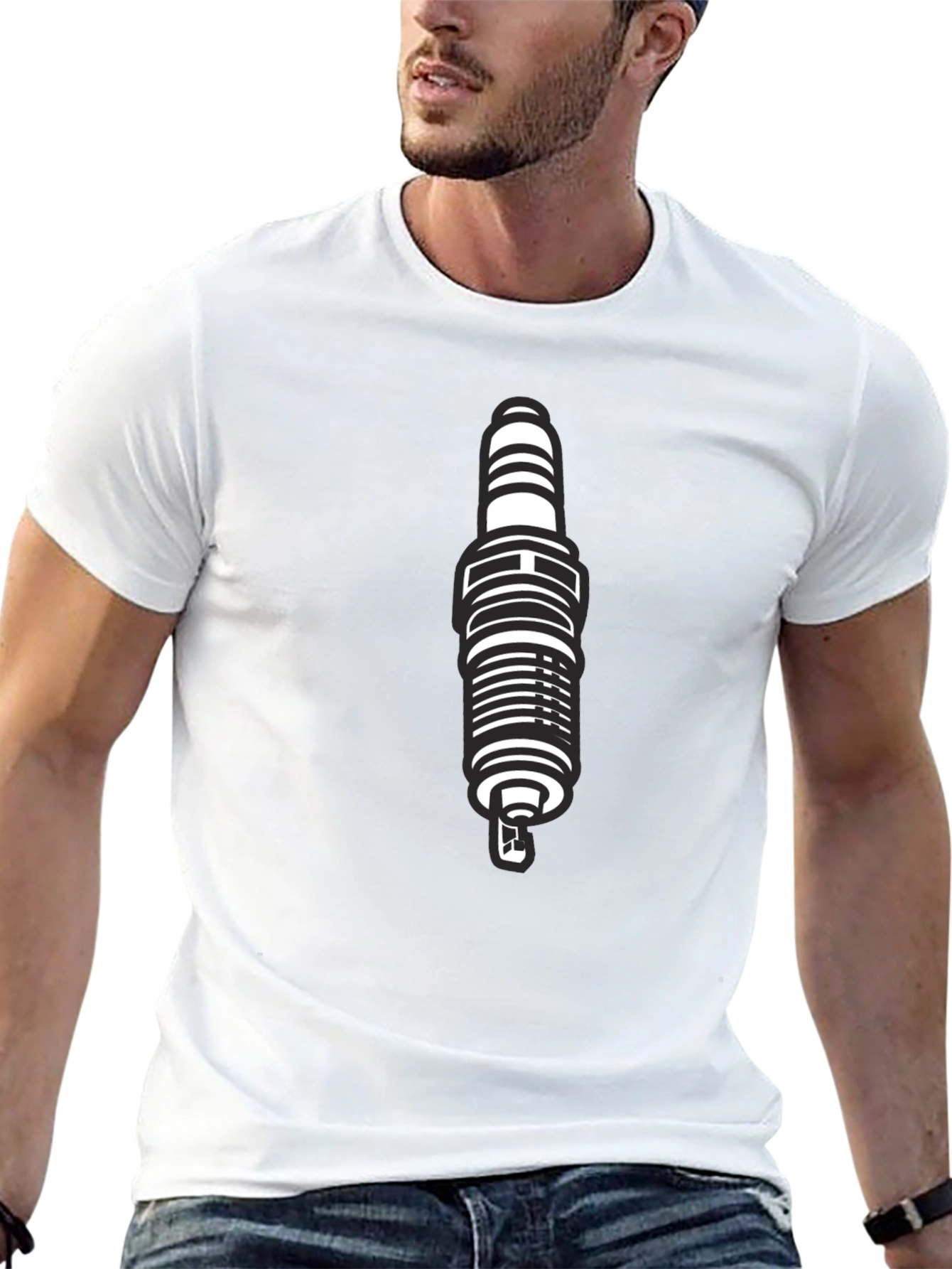 Black Spark Plug Graphic T-Shirt for Men