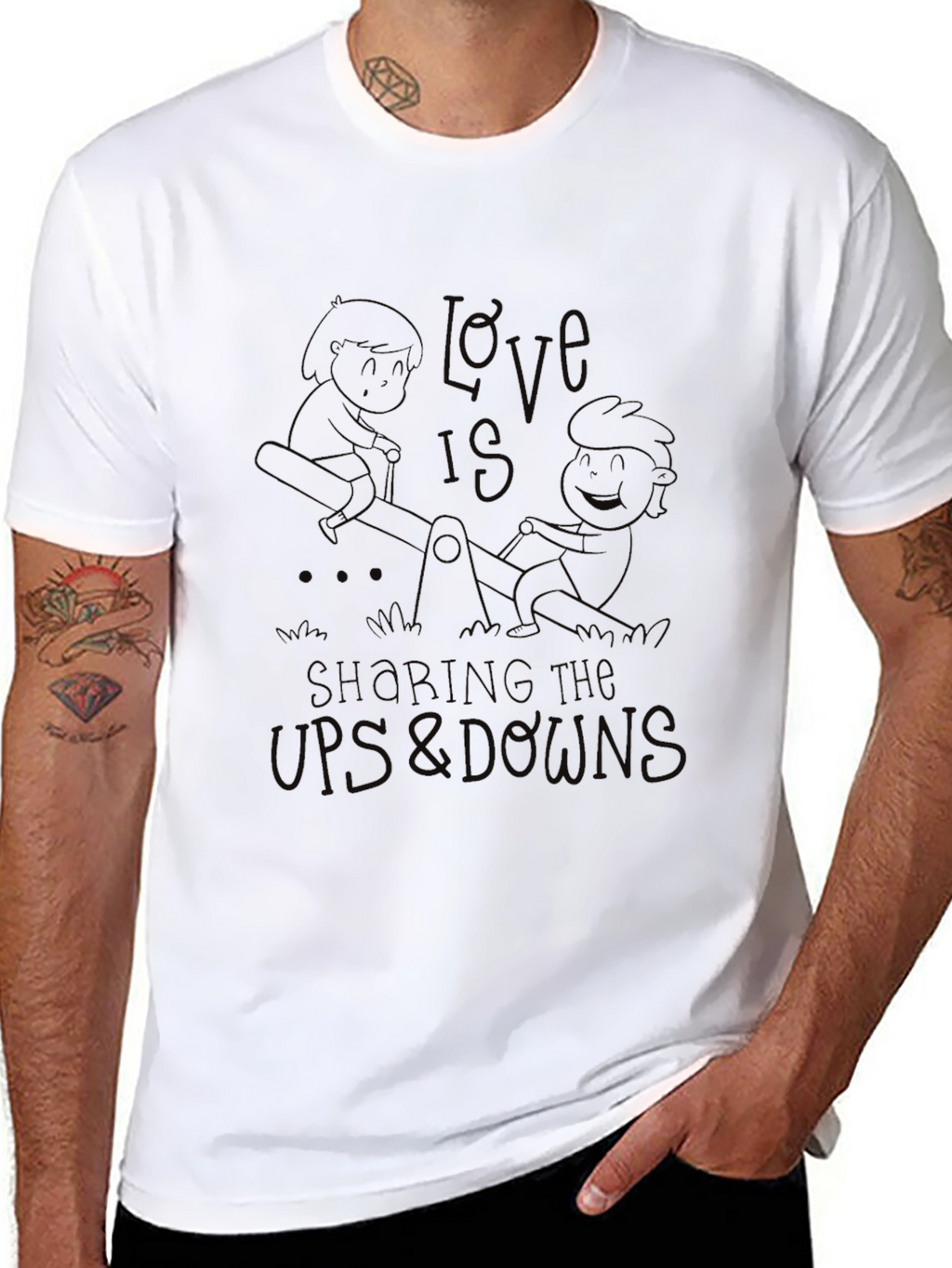 Love Sharing Ups & Downs Black Graphic Tee