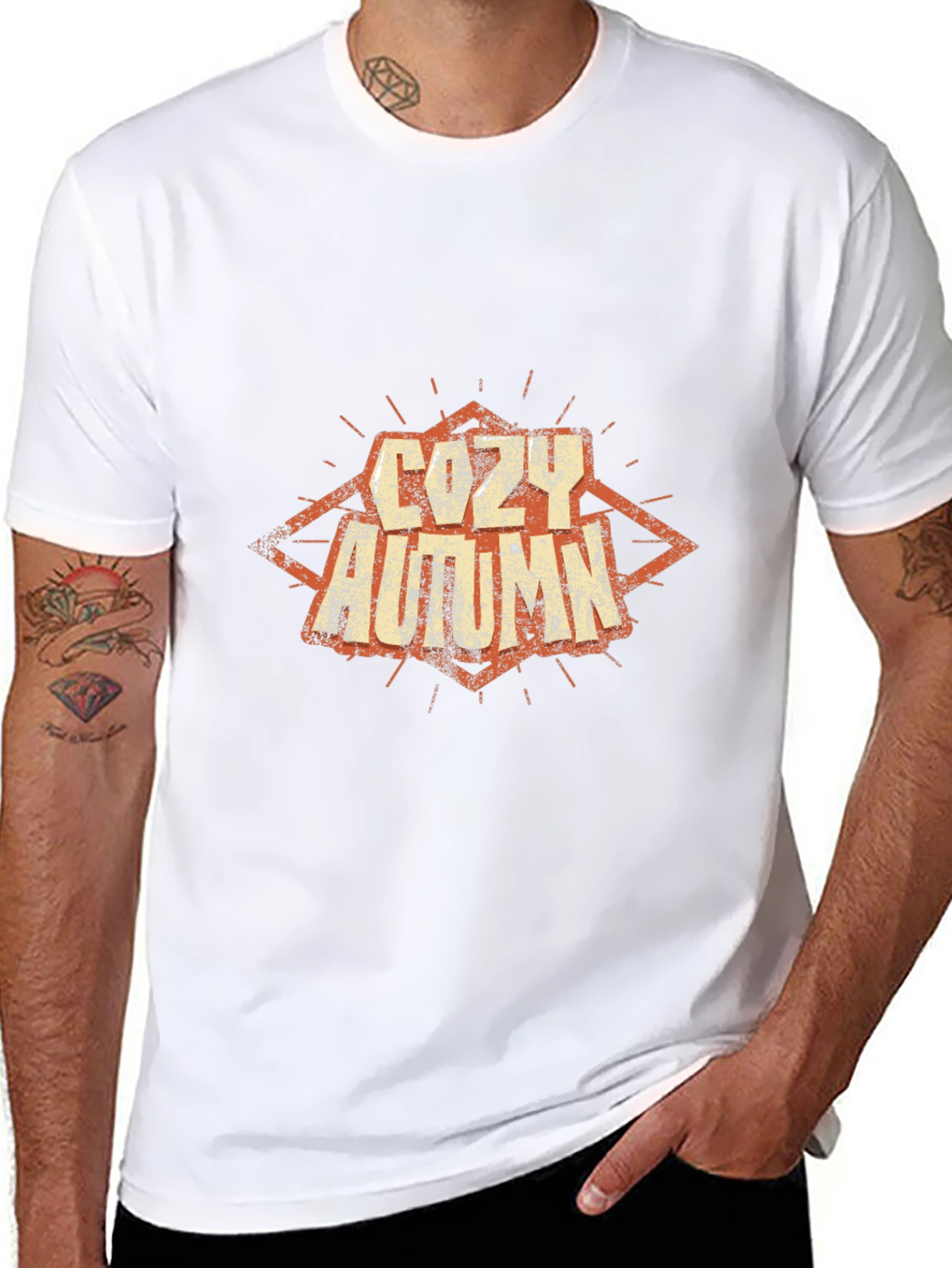 Cozy Autumn Graphic Tee - Soft Black Cotton T-Shirt