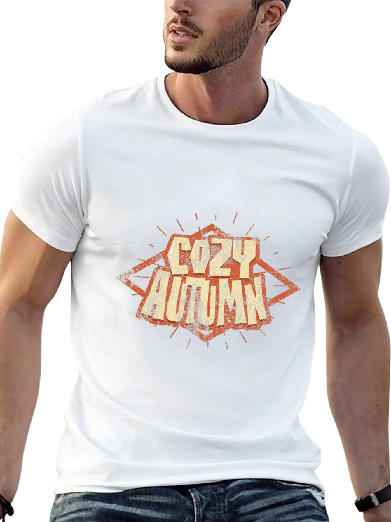 Cozy Autumn Graphic Tee - Soft Black Cotton T-Shirt