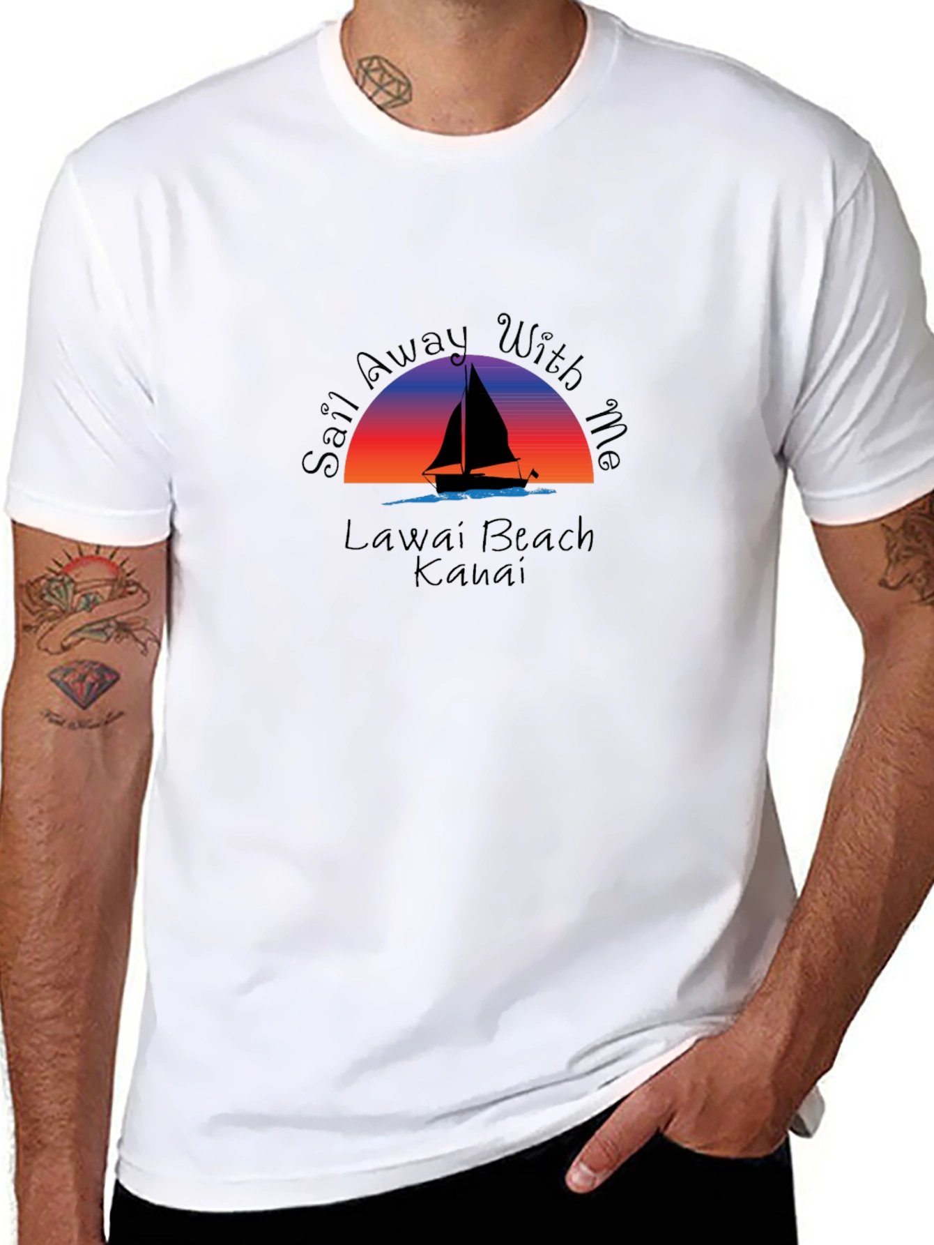 Sail Away T-Shirt - Lawai Beach Kauai Graphic Tee