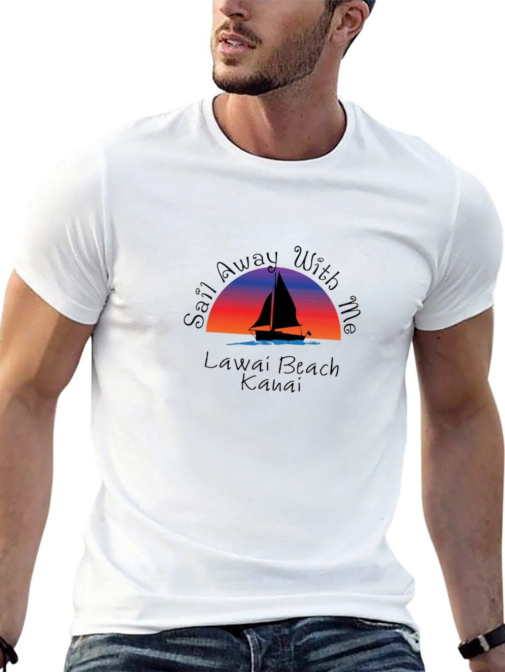 Sail Away T-Shirt - Lawai Beach Kauai Graphic Tee