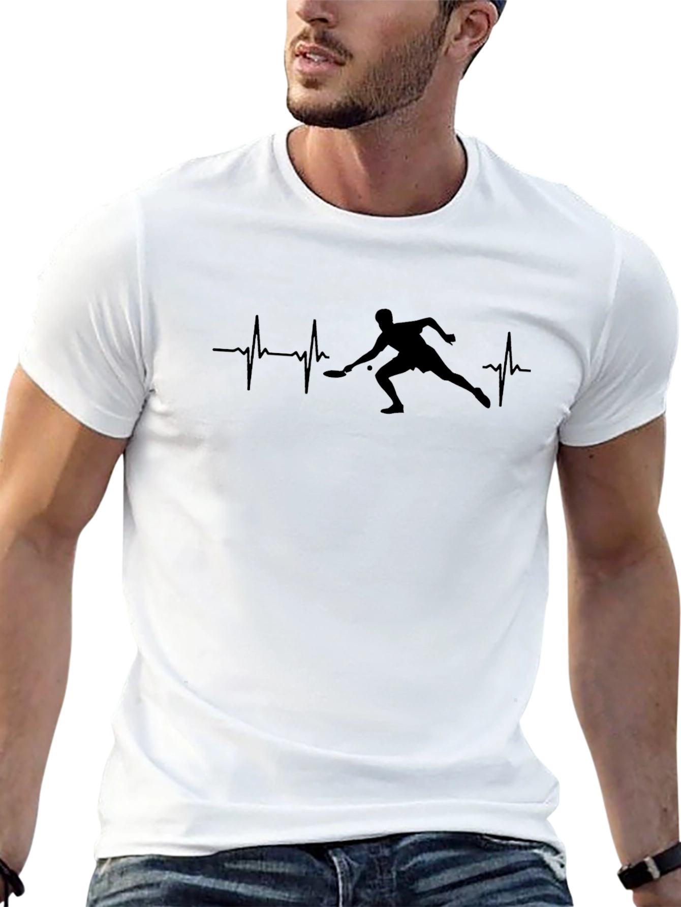 Pickleball Heartbeat T-Shirt - Player Silhouette Design