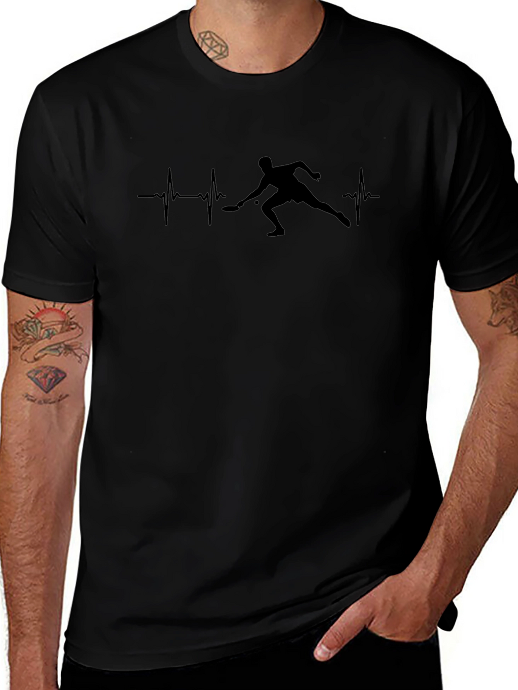 Pickleball Heartbeat T-Shirt - Player Silhouette Design