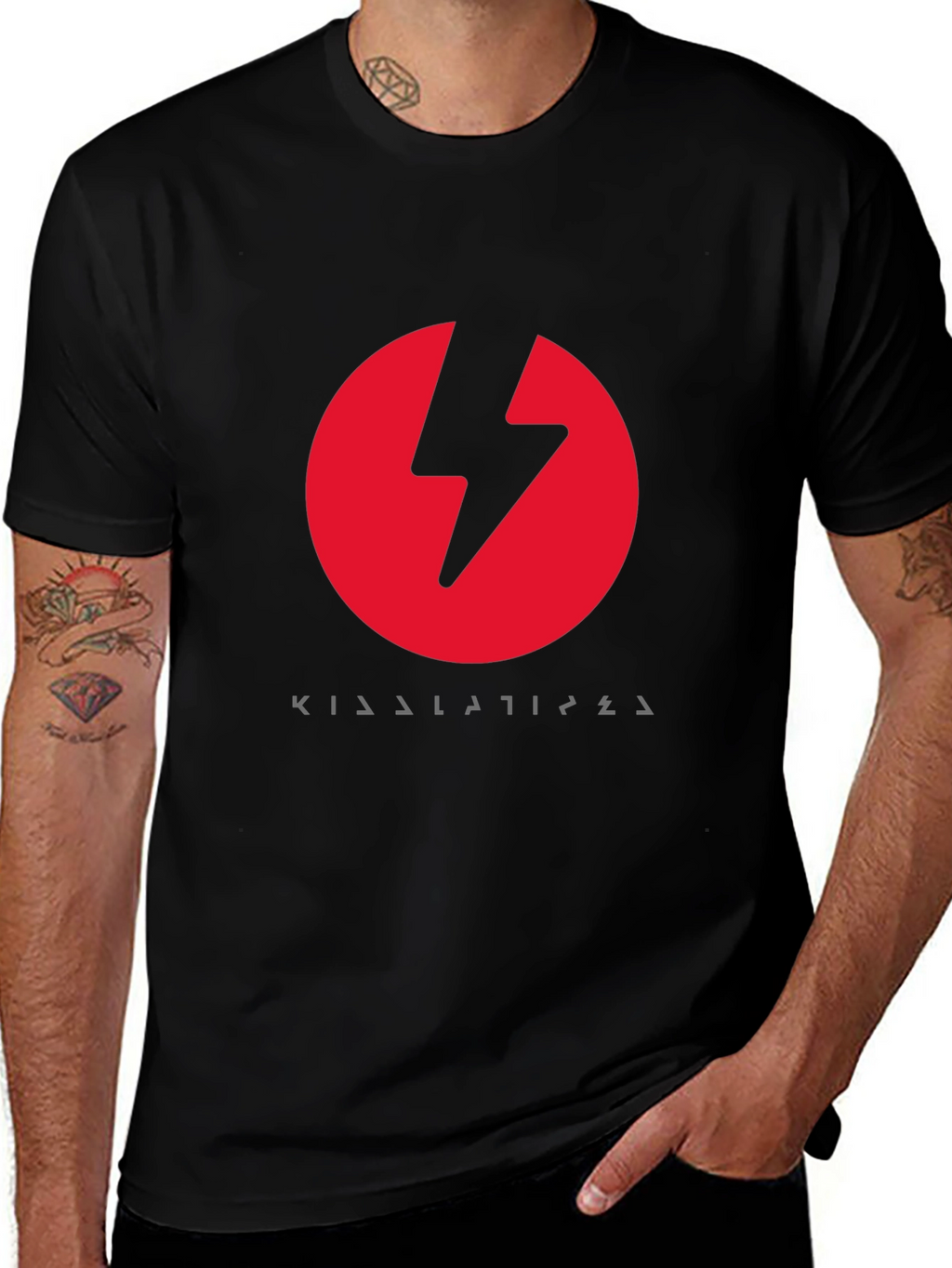 Red Lightning Bolt Black T-Shirt