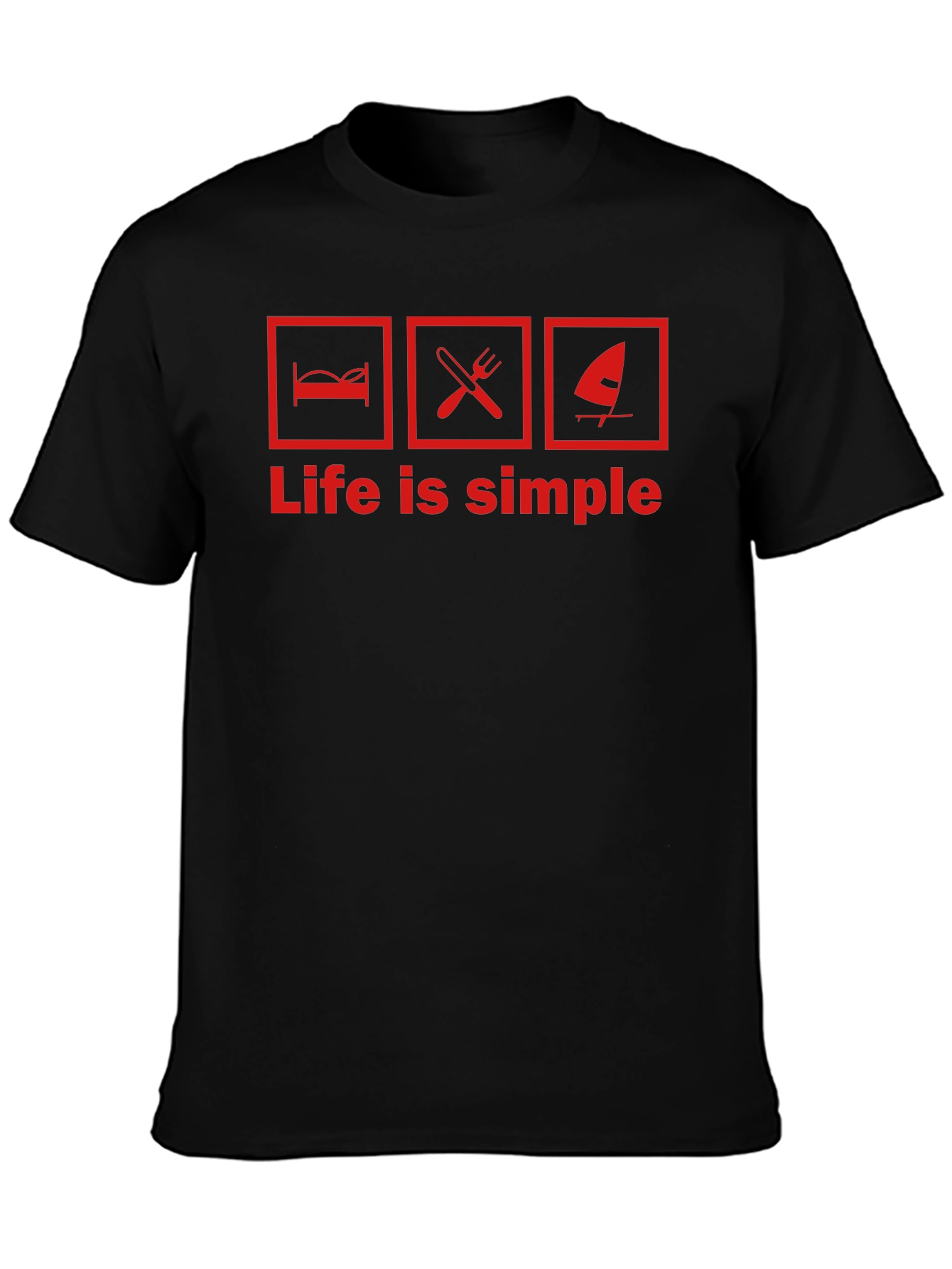 Life is Simple Graphic T-Shirt - Bed Food Windsurfing