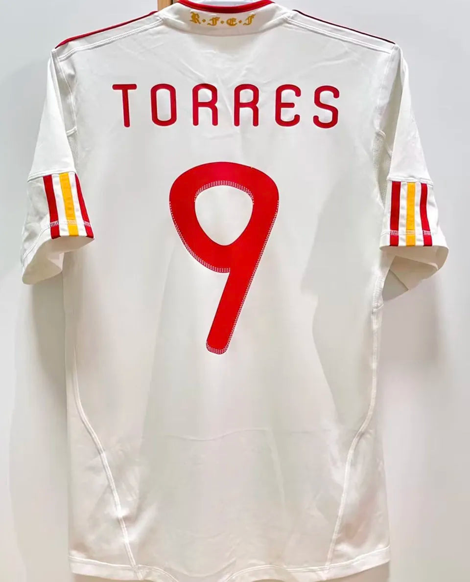 2011/12 Spain Away White Retro Soccer Jersey（Have 2010 World Cup Champion Patch 带胸前2010世界杯冠军章) Back