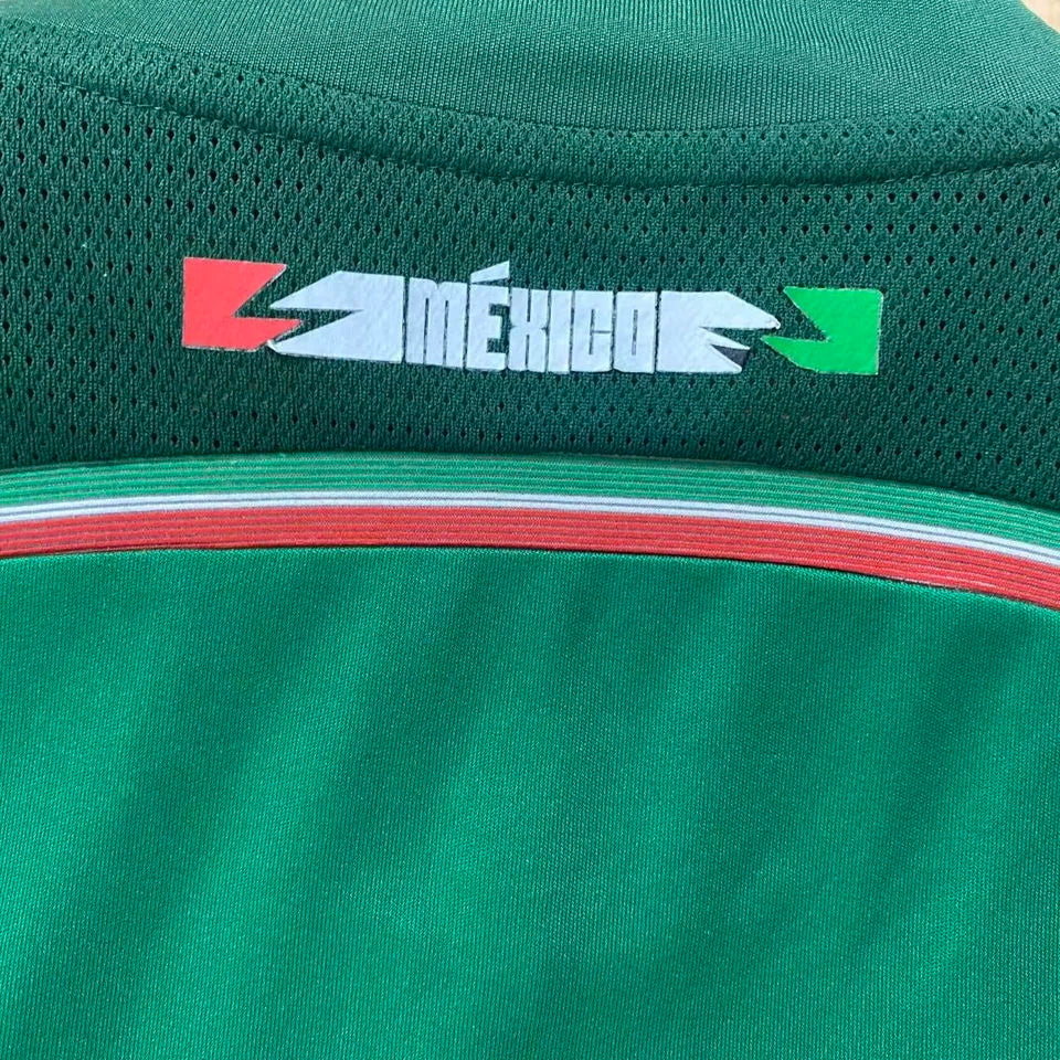2014 Mexico Home Green Retro Long Sleeve Soccer Jersey Detail 3