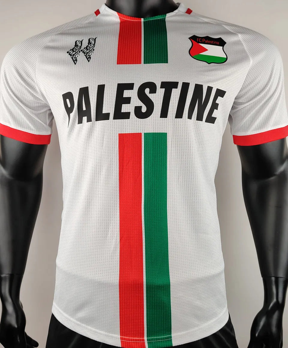2024/25 Palestine White Fans Soccer Jersey Detail 1