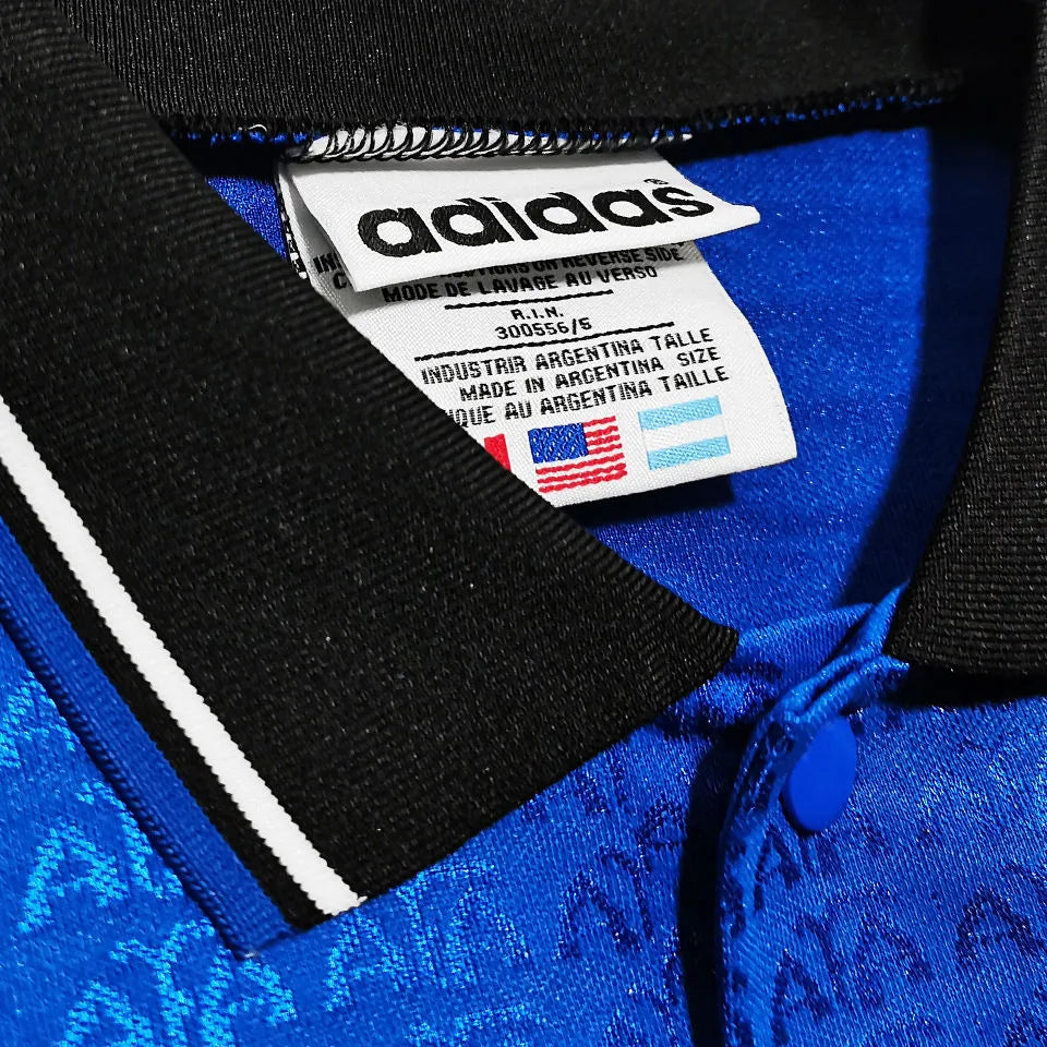 1994 Argentina Away Blue Retro Soccer Jersey Detail 1