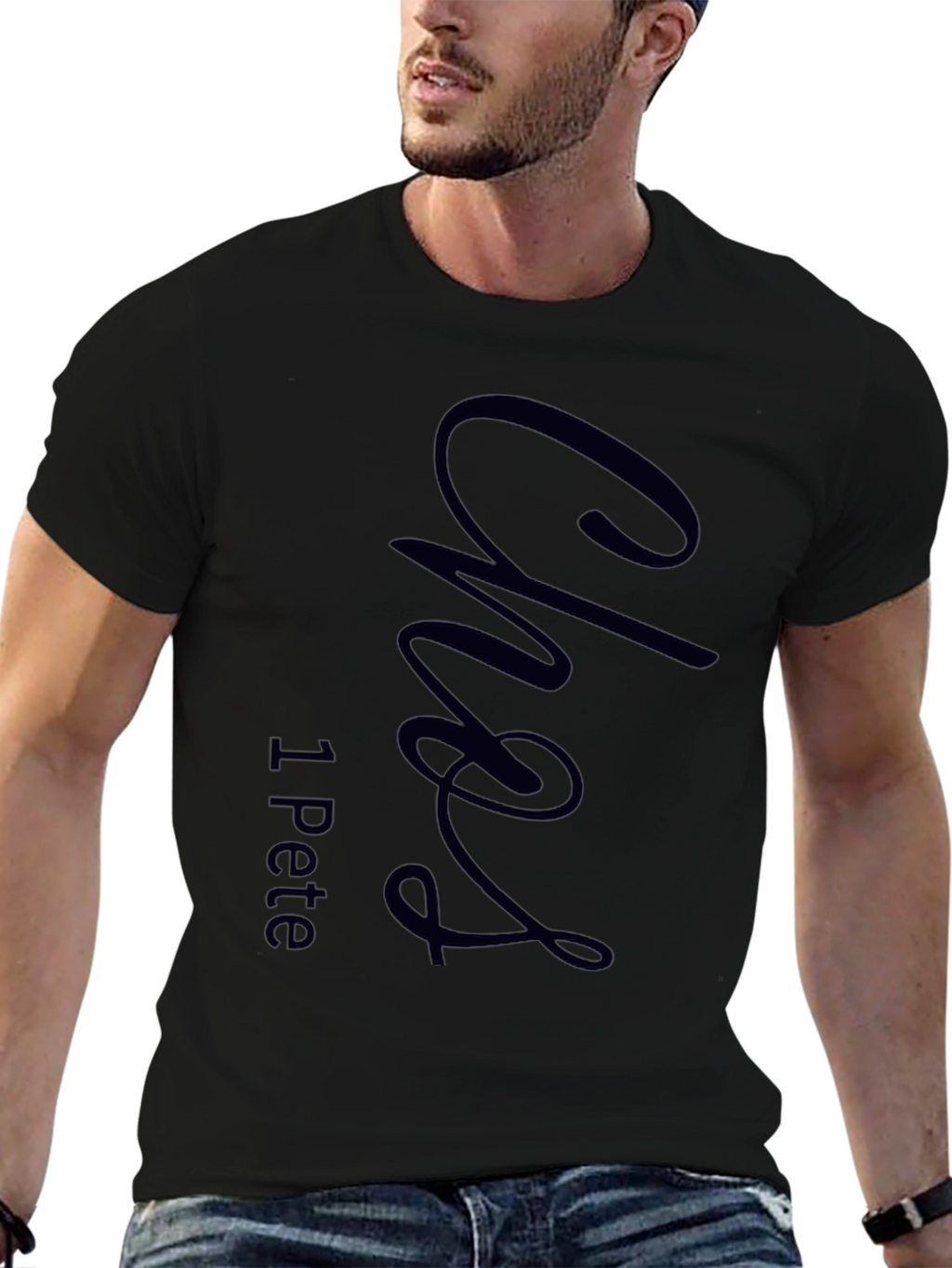 Stylish Black T-Shirt with Custom Graphic Design