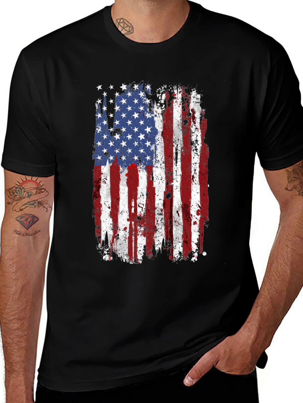 Distressed American Flag Graphic T-Shirt