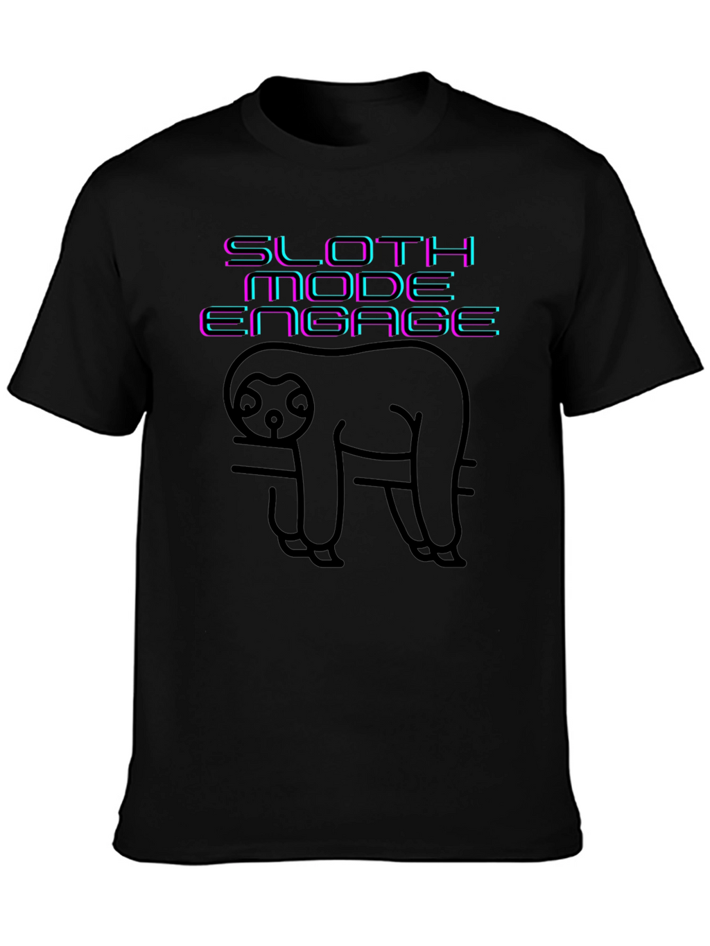 Sloth Mode Engage Black Graphic Tee