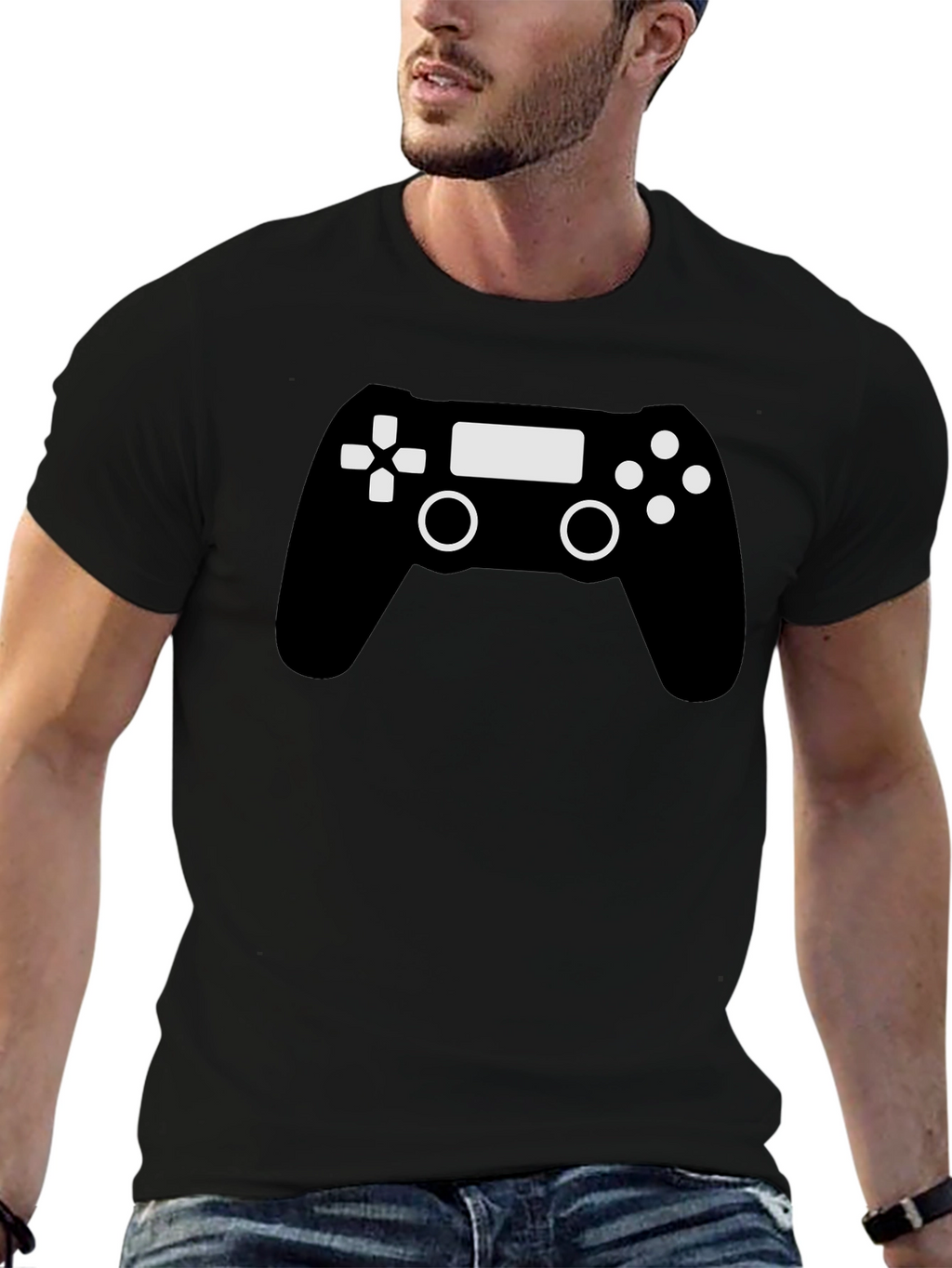 Gamer Controller Graphic T-Shirt - Black Cotton Blend