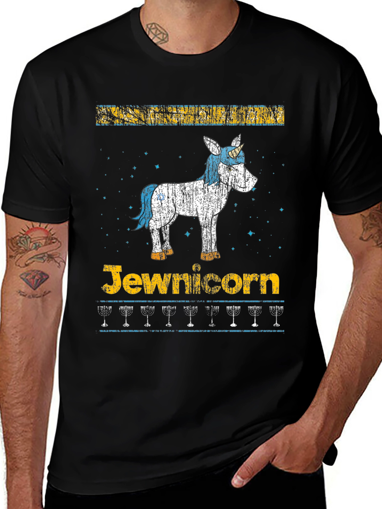 Jewnicorn Menorah Hanukkah T-Shirt