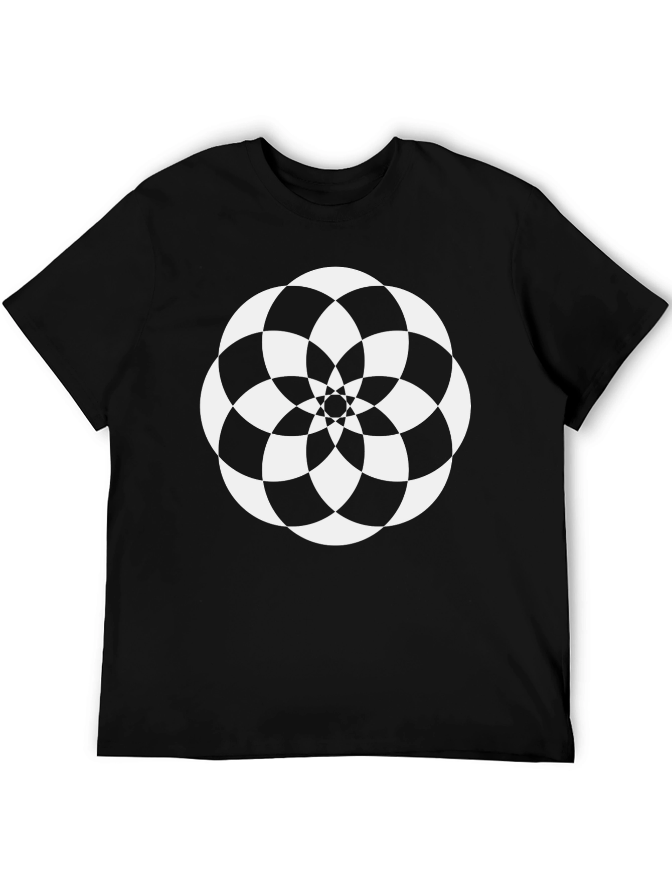 Geometric Flower Black T-Shirt