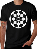 Geometric Flower Black T-Shirt