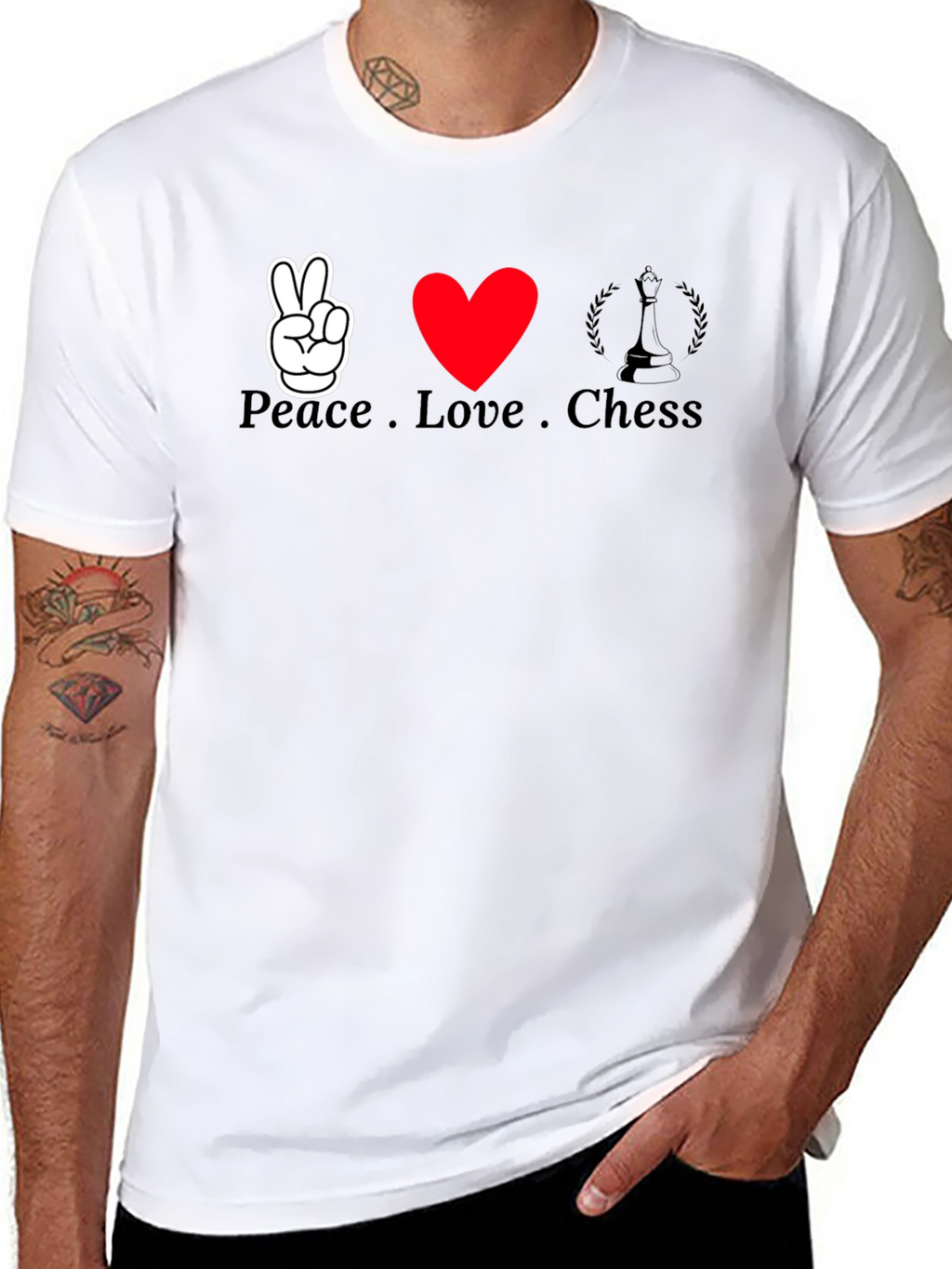 Peace Love Chess Graphic Tee - Black T-Shirt