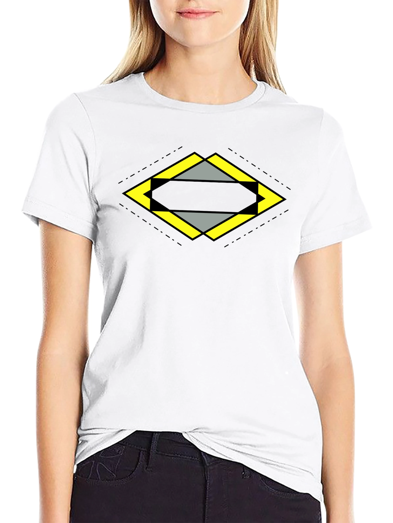 Geometric Diamond Graphic Tee - Black