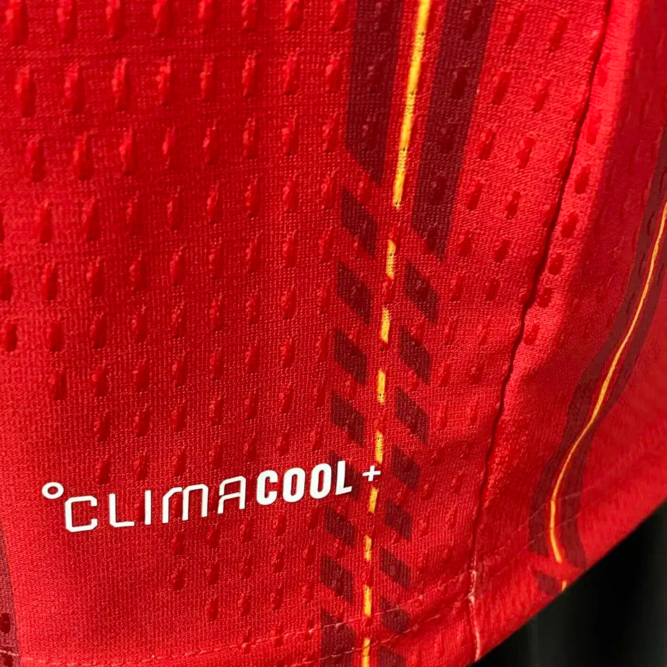 2026/27 Spain Home Red Player Version Long Sleeve Soccer Jersey Detail 3