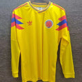 1990 Colombia Home Yellow Retro Long Sleeve Soccer Jersey Front