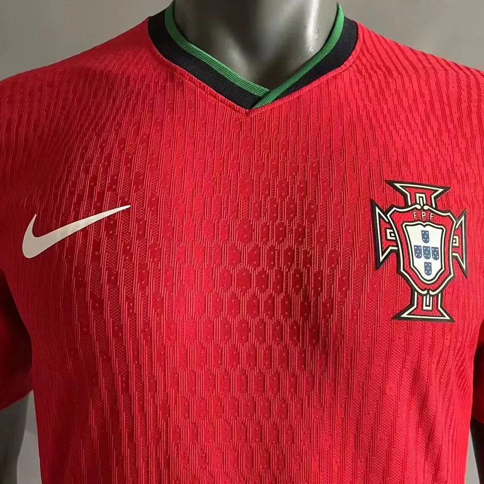 2024/25 Portugal Home Red Player Version Soccer Jersey Detail 1