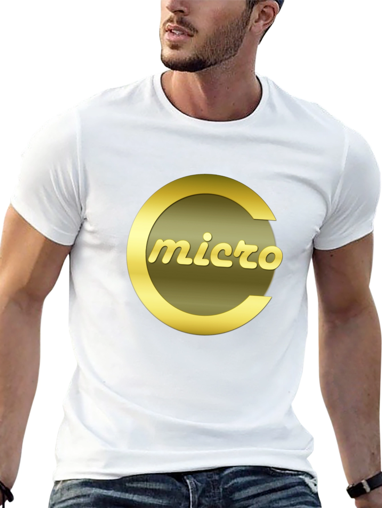 Micro T-Shirt - Stylish Gold Logo on Black Tee