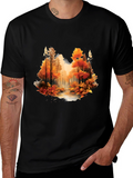 Autumn Forest Black Graphic T-Shirt
