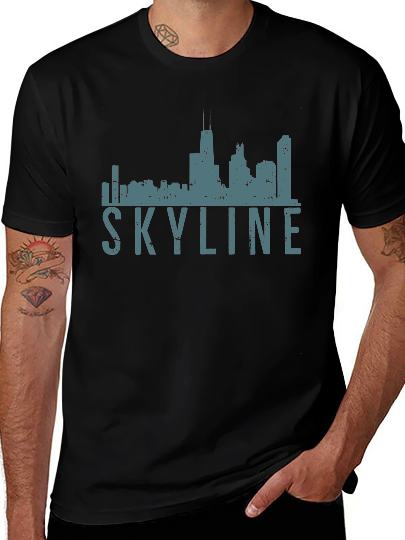 Chicago Skyline Graphic Tee - Black
