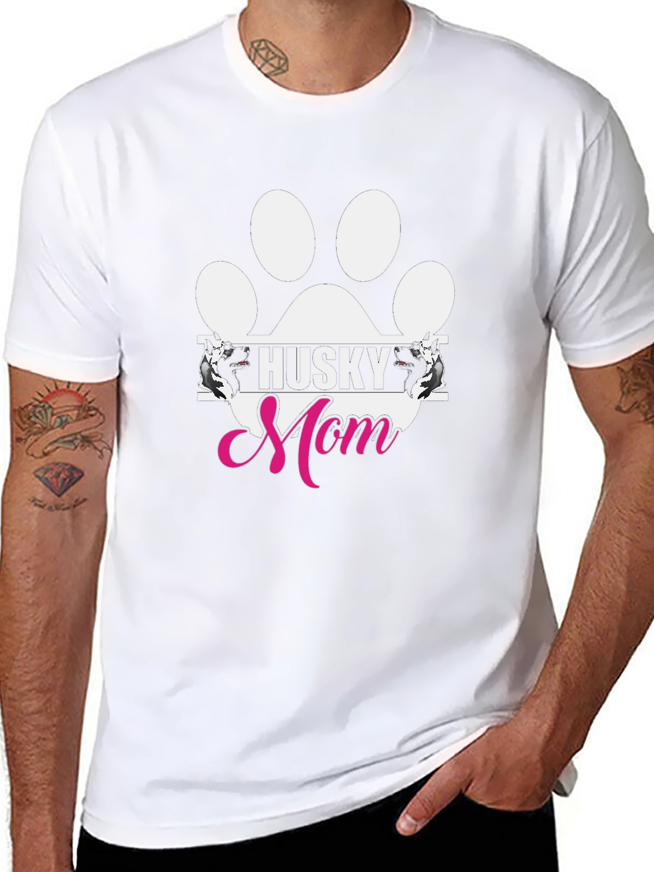 Husky Mom Paw Print Graphic Tee