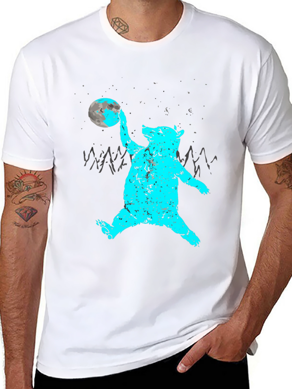 Bear Moon Graphic Tee - Black